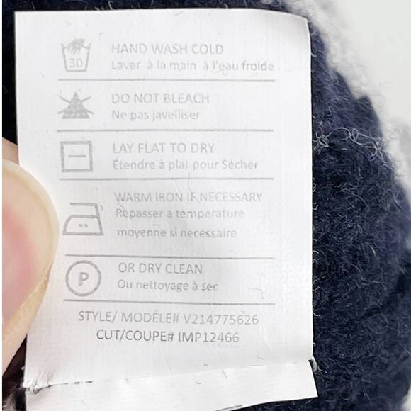 Vince Striped Wool Cashmere Blend Sweater Navy Blue Gray XLarge XL Womens Crew - Picture 7 of 8